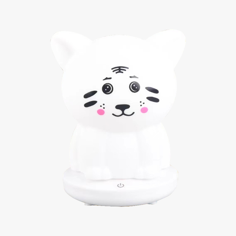 Cartoon Silicone em forma de tigre Pat Night Light Battery Type